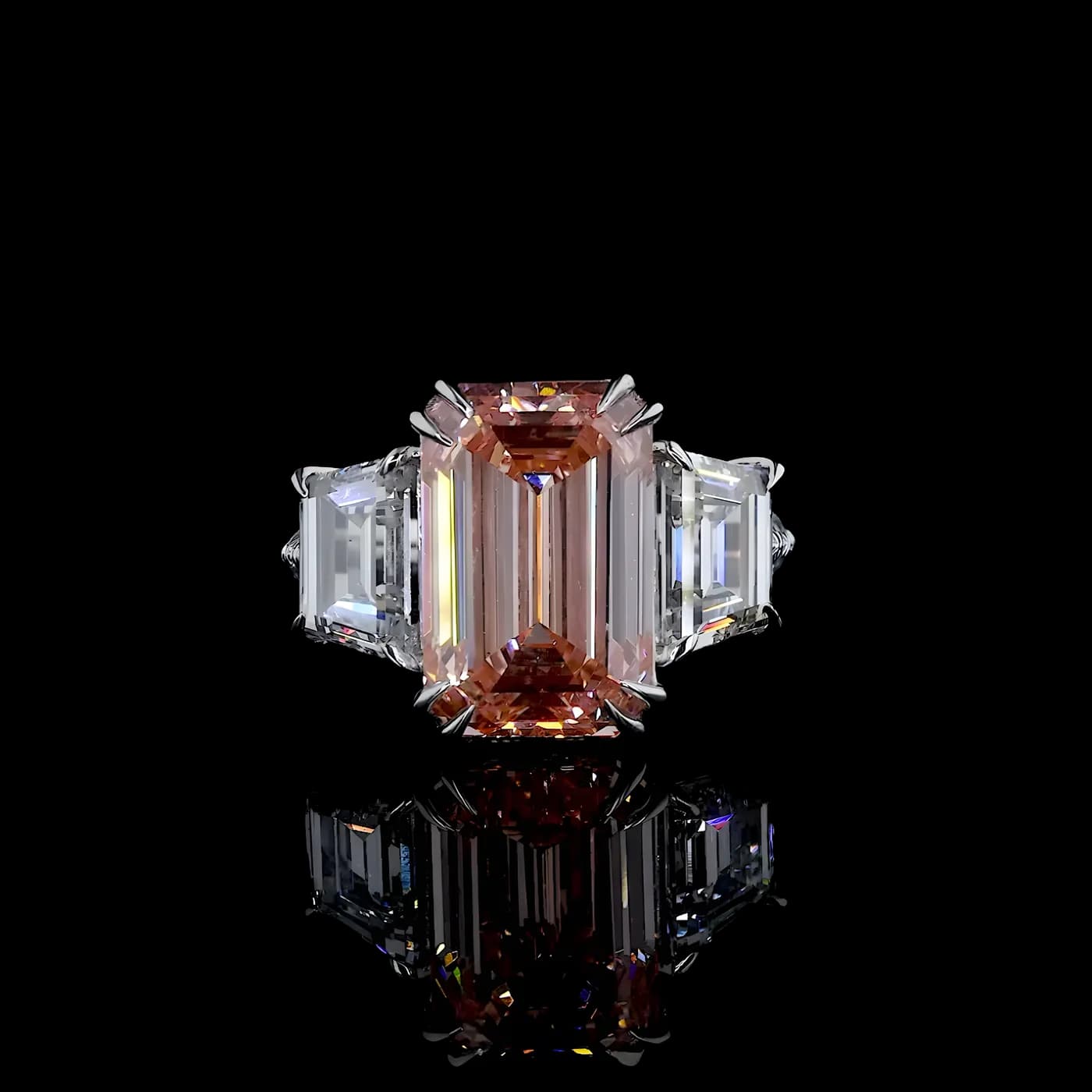 Bague 3 pièces en diamant rose (CV27)