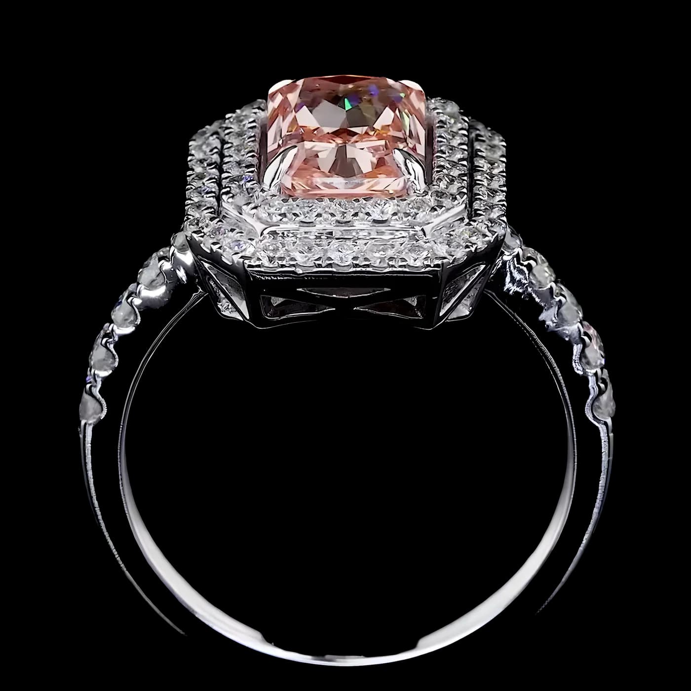 Bague halo en diamant rose  (LC1-14A)