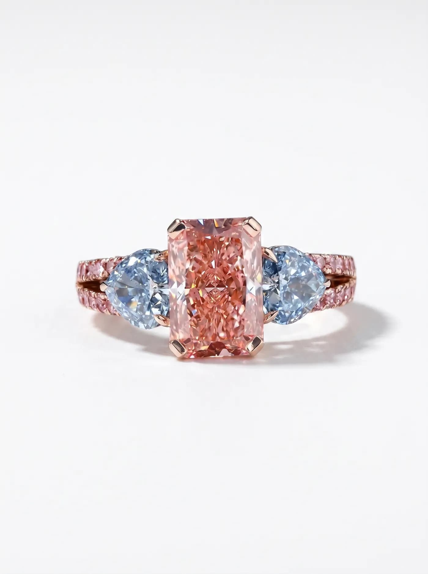 Bague 3 pièces en diamant rose de laboratoire (CV109-21)