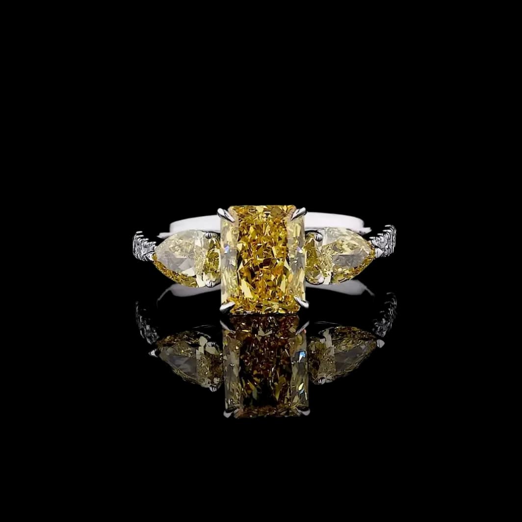 Bague 3 pièces en diamant jaune (CV109-23)