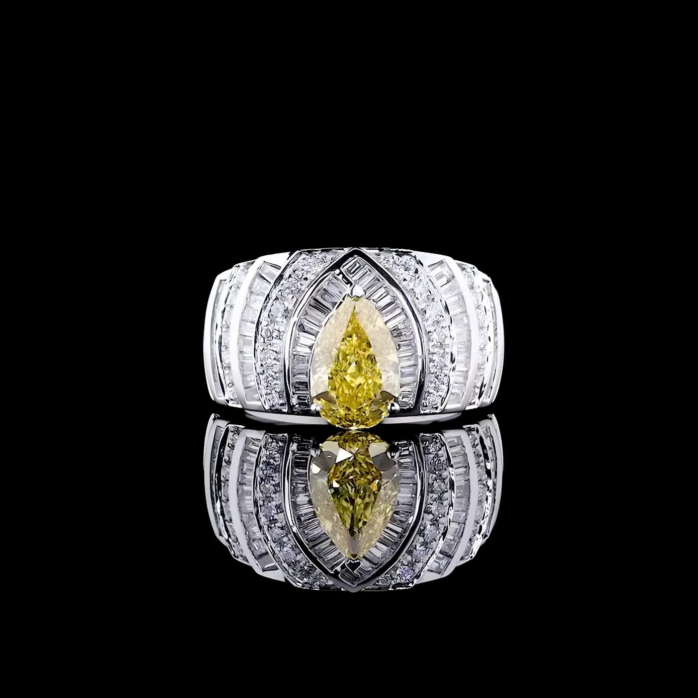 Bague sertie d'un halo de diamants jaunes (pavé) (CV98-2)