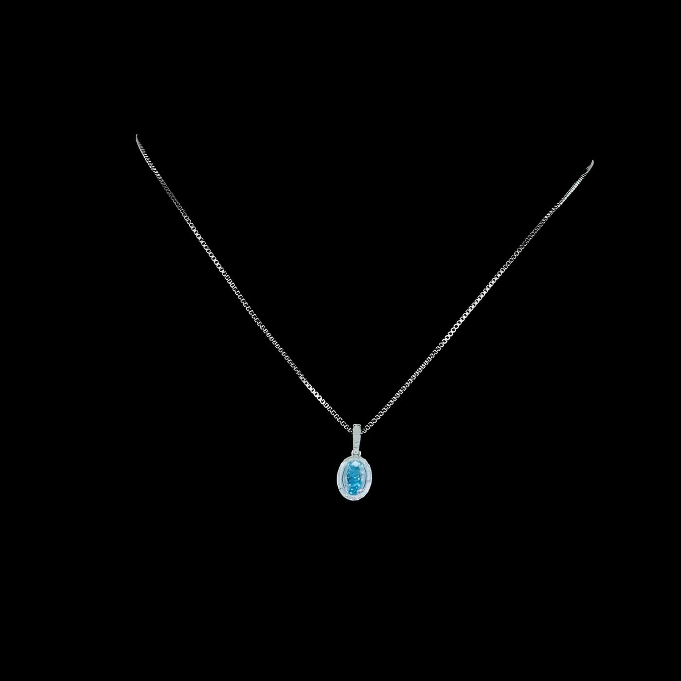 Pendentif halo en diamant bleu (D20)