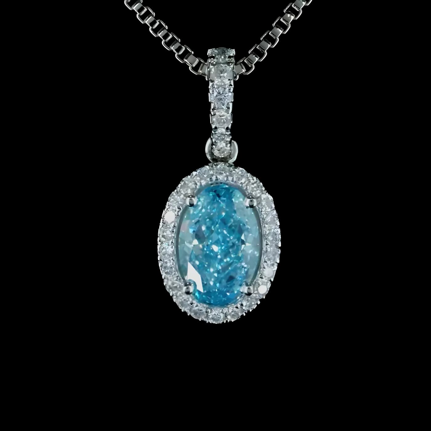 Pendentif halo en diamant bleu (D20)