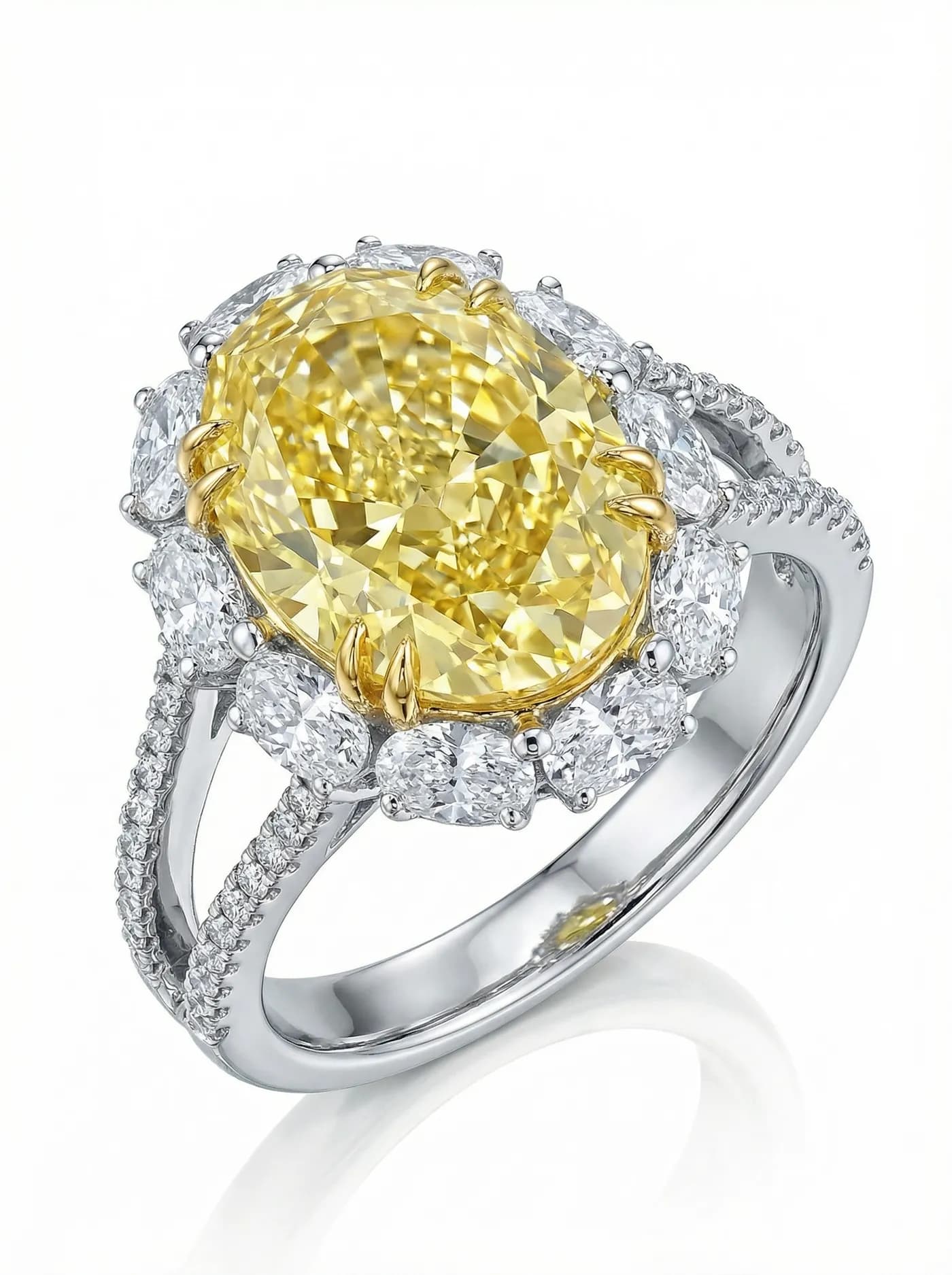 Bague halo en diamant jaune (C8-3)