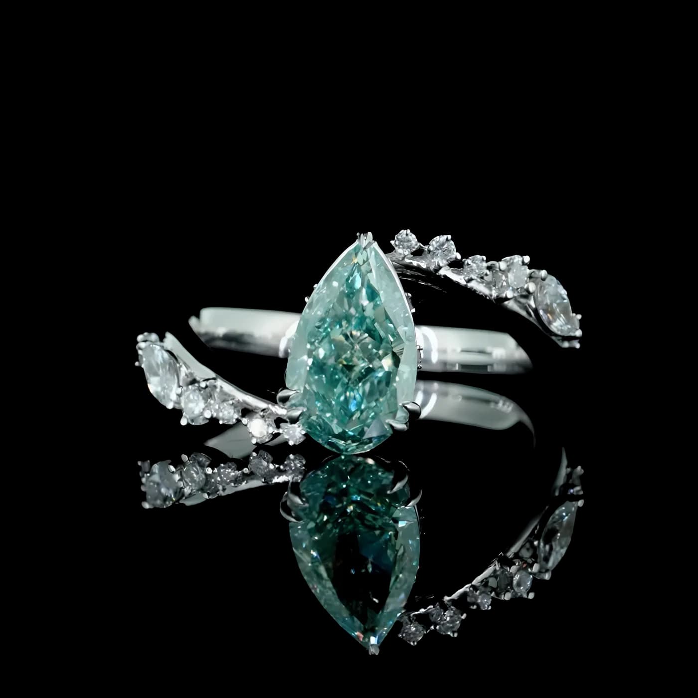 Bague solitaire en diamant bleu de laboratoire (D75)