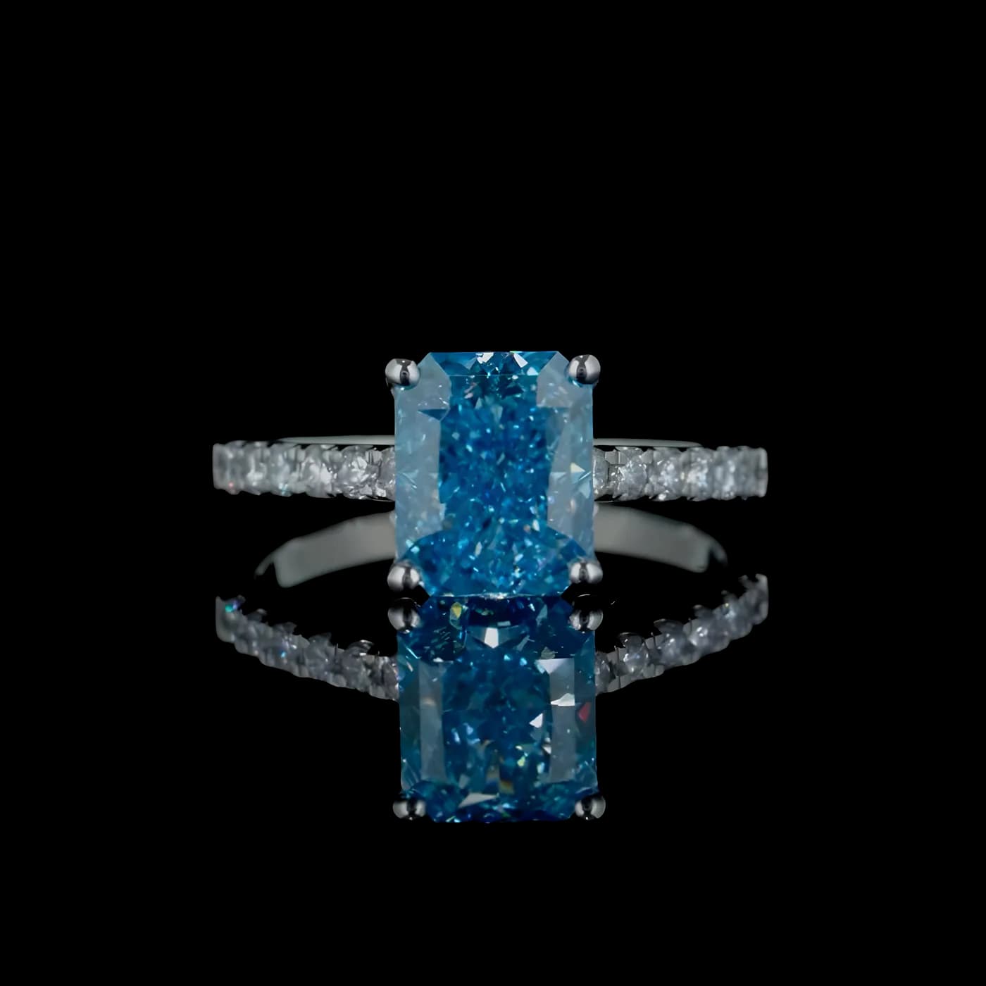 Bague solitaire (pavée) diamant Blue (LC1-12)