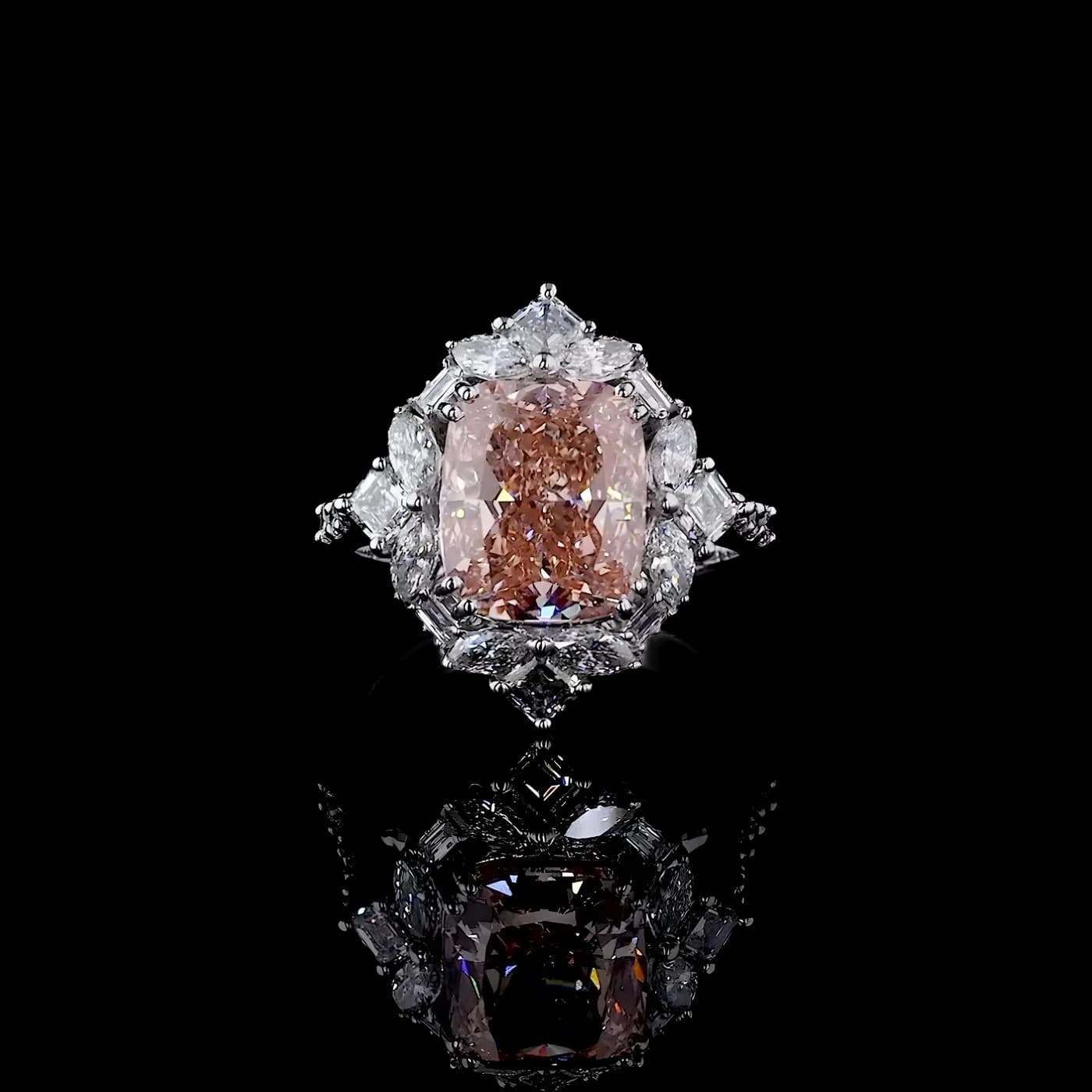 Bague halo en diamant rose (LC2-22)