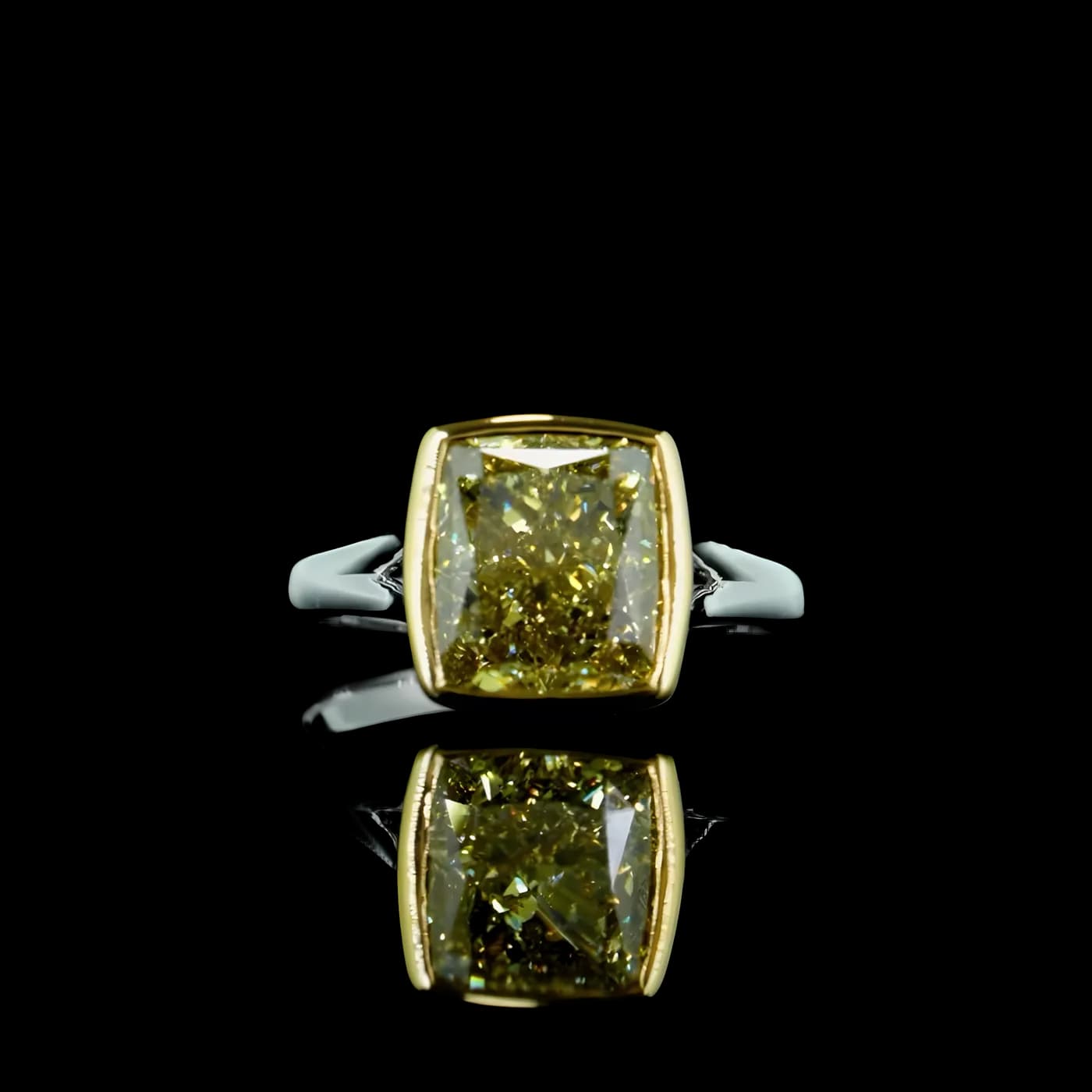 Bague solitaire diamant jaune (D109)
