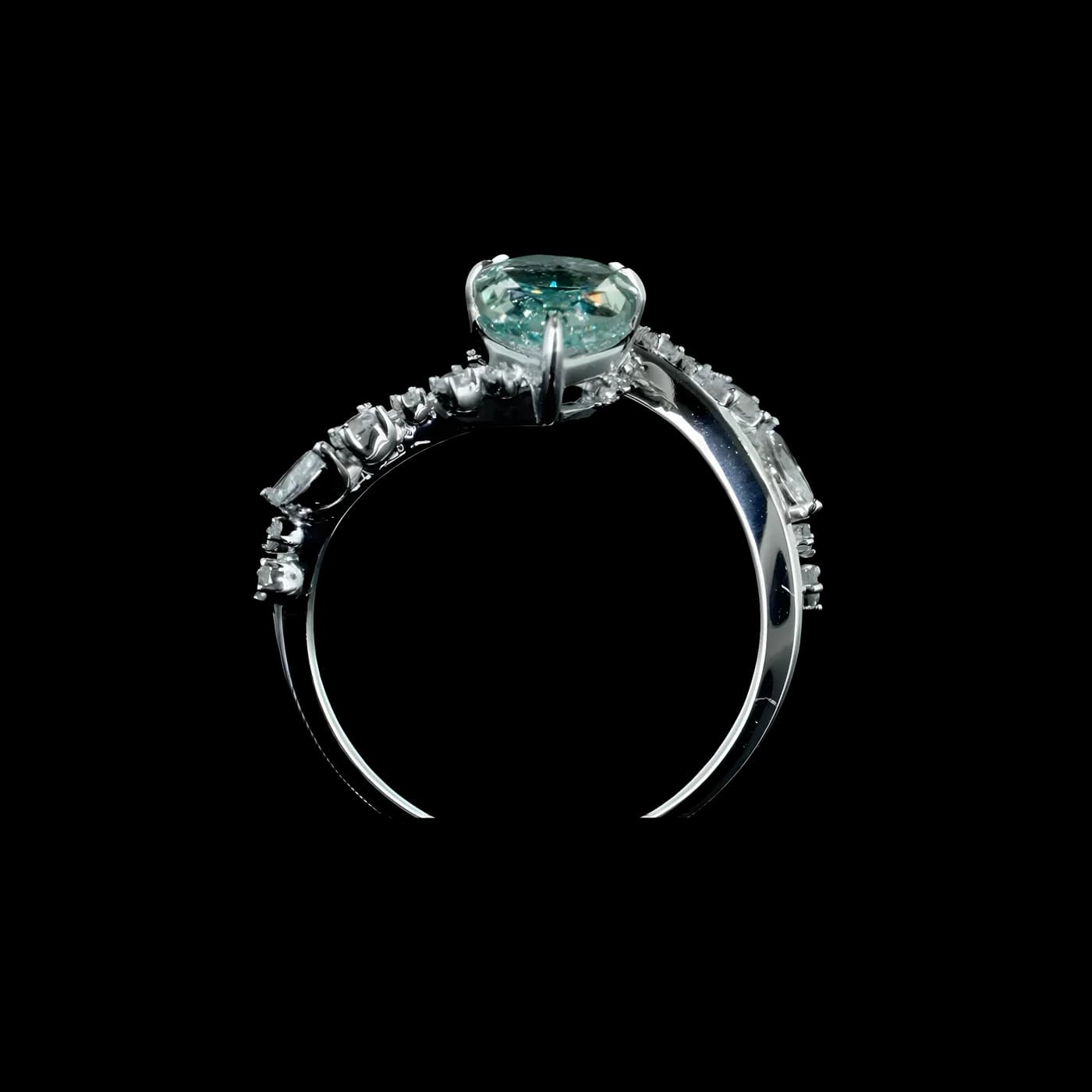 Bague solitaire en diamant bleu de laboratoire (D75)