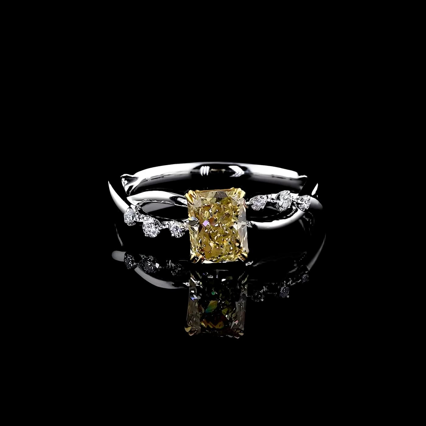 Bague solitaire en diamant jaune de laboratoire (D-27)