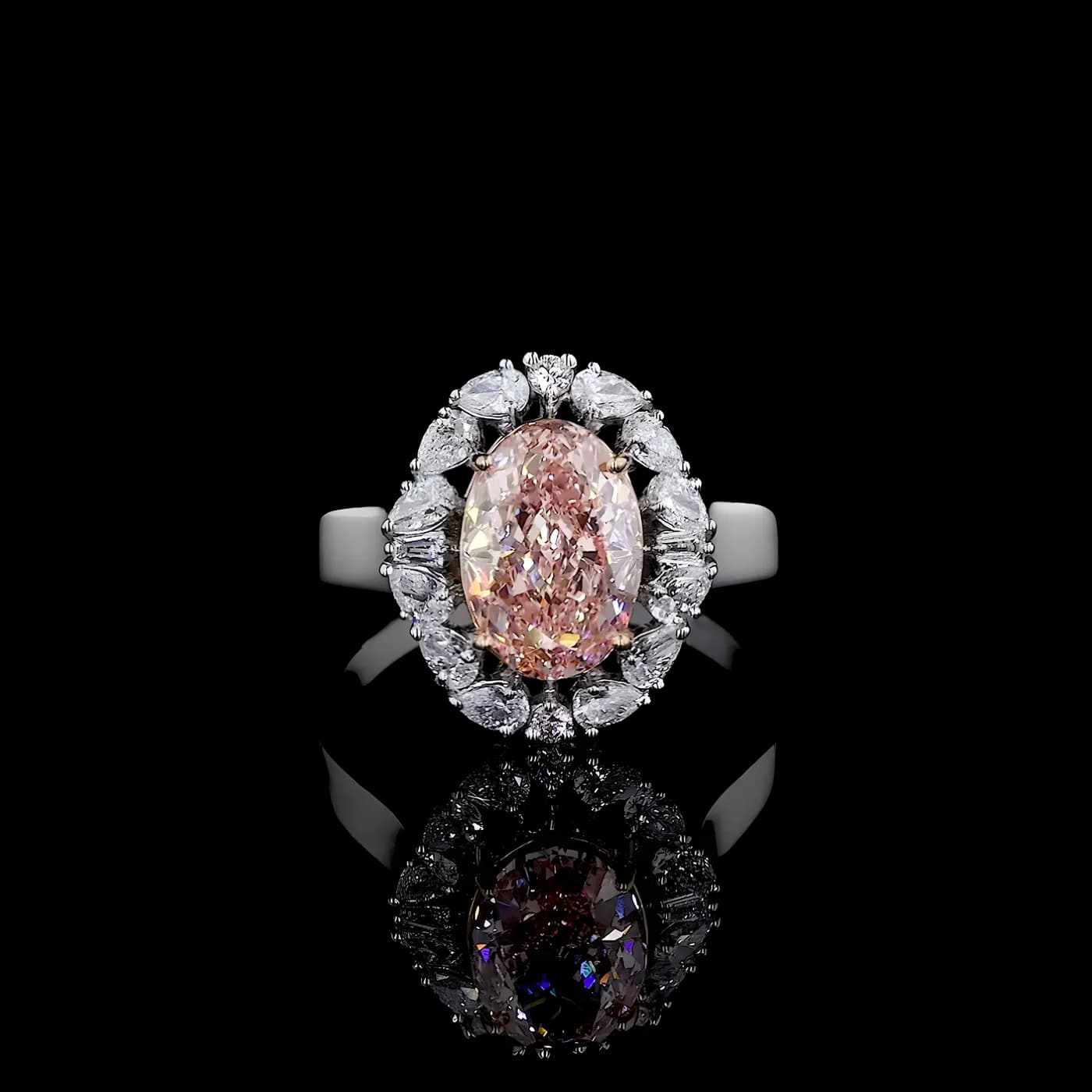 Bague halo en diamant rose (CV34)