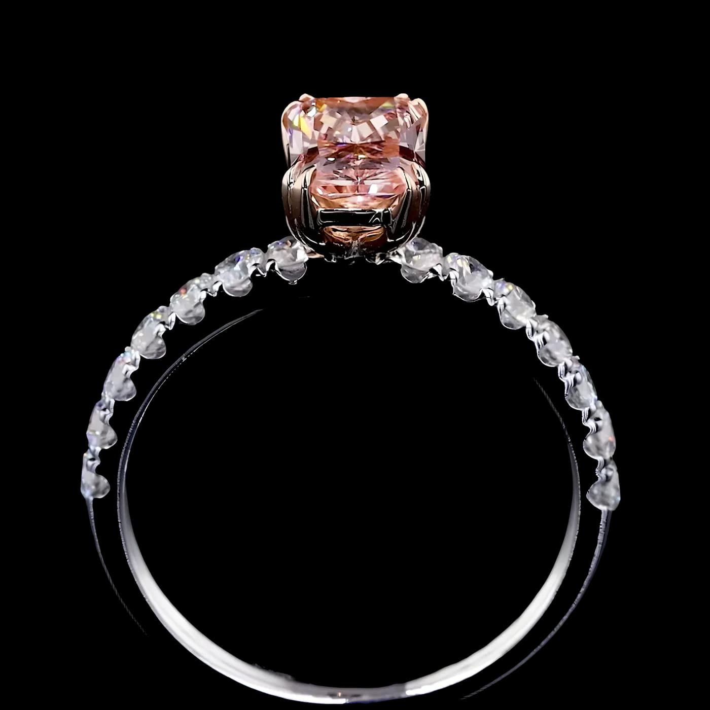 Bague solitaire (pavé) diamant rose (D-22)